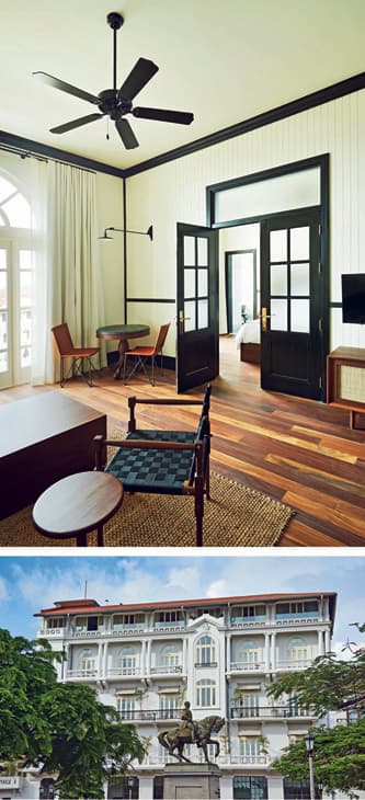上／客室。下／ファサード。●〈AMERICAN TRADE HOTEL &amp; HALL〉Plaza Herrera, Casco Viejo Panama City TEL +507 211 2000。