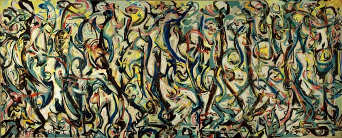 Mural, 1943, Jackson Pollock. Oil and casein on canvas. University of Iowa Museum of Art, Gift of Peggy Guggenheim, 1959.6. Reproduced with permission from the University of Iowa