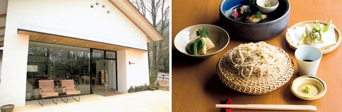 左／〈Bshop KUMIHAMA〉ではおすすめのクラフトも。右／〈蕎麦ろあん久美浜店〉のメニュー「旬香」。●〈HOLIDAY HOME〉京都府京丹後市久美浜町2575 TEL 0772 83 3131。公式サイト