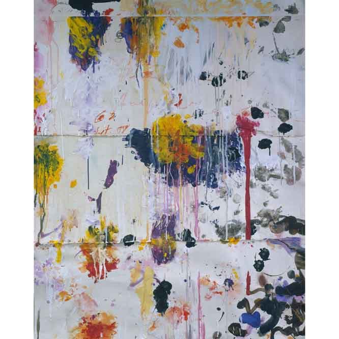 「Untitled（無題）」2001年 124×99cm アクリル絵具、ワックスクレヨン、鉛筆、コラージュ、紙 ©Cy Twombly Foundation / Courtesy Cy Twombly Foundation