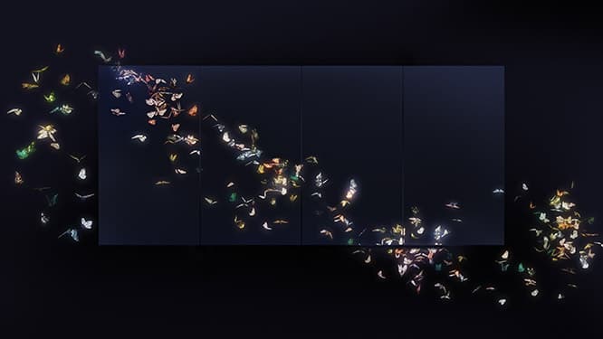 《Flutter of Butterflies Beyond Borders》 teamLab, 2015, Interactive Digital Installation, Endless
