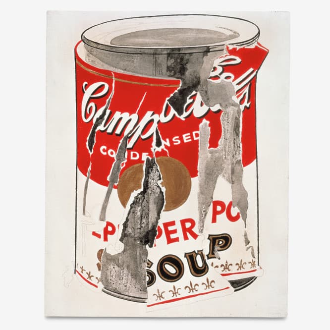 アンディ・ウォーホル《Small Torn Campbell's Soup Can (Pepper Pot)》1962, casein, gold paint, and graphite on linen, 20x16 in. (50.8x40.6cm), © 2015 The Andy Warhol Foundation for the Visual Arts, Inc. / Artists Rights Society (ARS), New York Campbell Trademarks used with permission of Campbell Soup Company