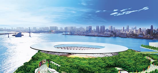 2016年の五輪招致計画で晴海に新設しようとしていたスタジアム案。