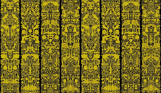 スタジオ・ヨブさまのゴールデングラフィック壁紙《Robber Baron》1ロール47,000円（WALPA store TOKYO TEL 03 6416 3410）。
