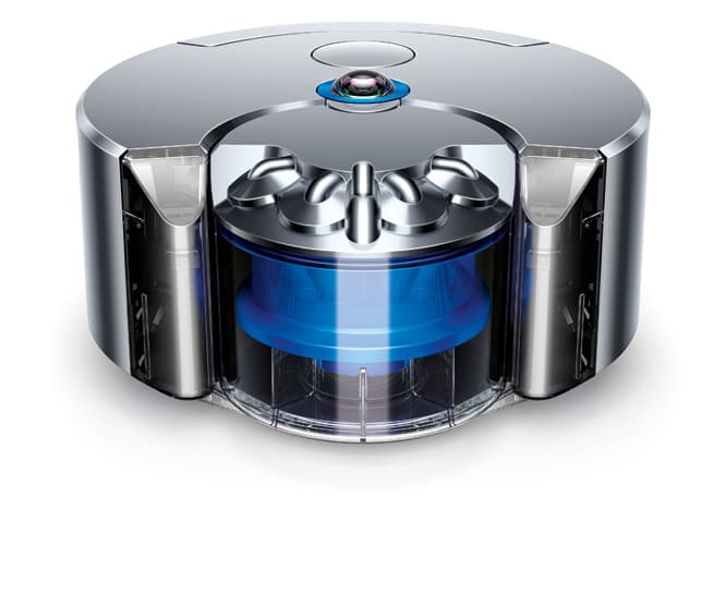 〈Dyson 360Eye〉ロボット掃除機（ニッケル/ブルー）。独自の360°ビジョンシステムを搭載している。149,040 円（税込）。