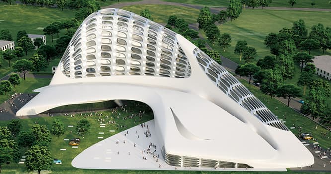 Jesolo Magica Hotel e Business Centre（Jesolo - Italia）2009 Render Courtesy Zaha Hadid Architects