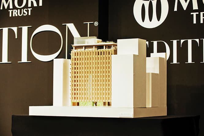 2020年春にオープン予定の銀座エディションの敷地は銀座二丁目。まるまる１棟がホテルになる。ルーフトップバーも備えたよりラグジュアリーなものに。