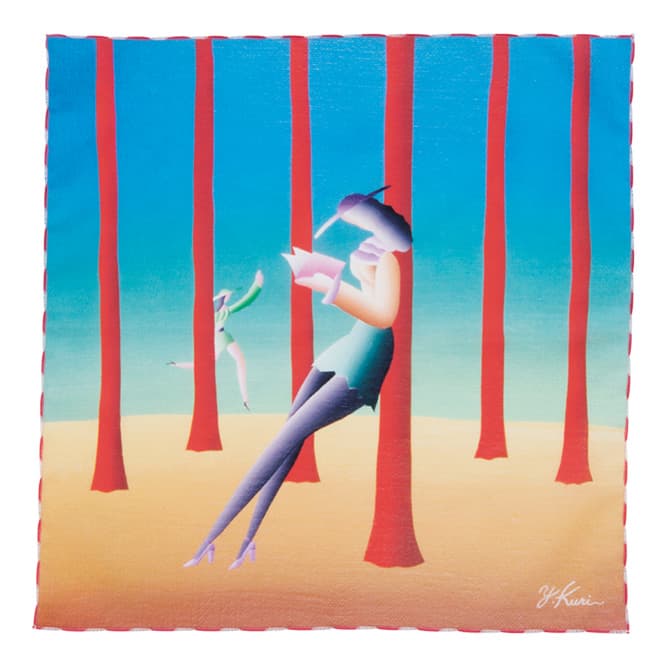 久里洋二のイラストがグラフィカルなハンカチに。