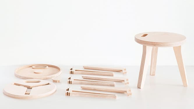 Edie Stool birch plywood designed by David and Joni Steiner for Open Desk London 2013. Photo_Rory Gardi