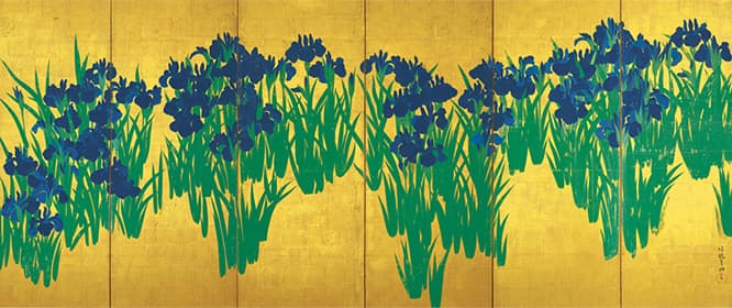 国宝　燕子花図屏風（右隻）　尾形光琳筆　江戸・18世紀　東京・根津美術館　11月14日〜26日展示