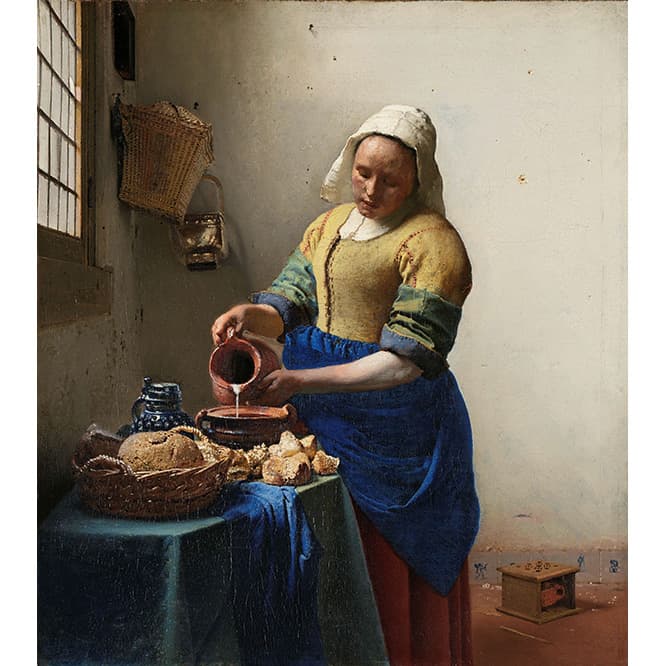 ヨハネス・フェルメール《牛乳を注ぐ女》1660年頃。アムステルダム国立美術館  Purchased with the support of the Vereniging Rembrandt, 1908 © Rijksmuseum, Amsterdam