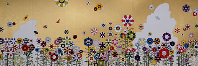 村上隆《かわいい夏休み〈黄金の王国の夏休み〉》（部分）。 Courtesy Perrotin ©2008 Takashi Murakami/Kaikai Kiki Co., Ltd. All Rights Reserved.）