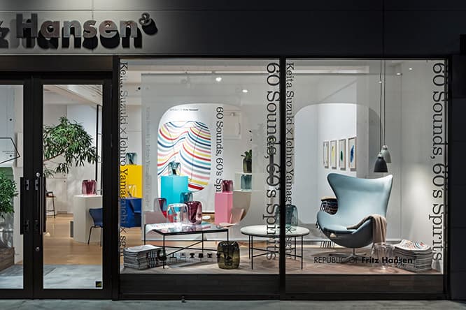 フリッツ・ハンセン青山本店の1F＆B1Fをフルに使ったインスタレーション。「DESIGNART TOKYO 2018」にも出展された。