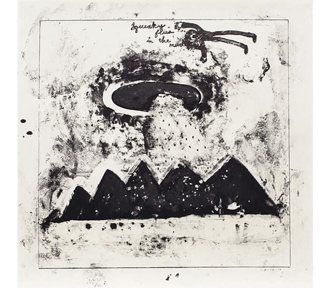 "Squeaky Flies in the Mud" &nbsp;2015 &nbsp;lithograph on Japanese paper &nbsp;60.0×60.0cm &nbsp;(c) David Lynch, Courtesy Item Editions
