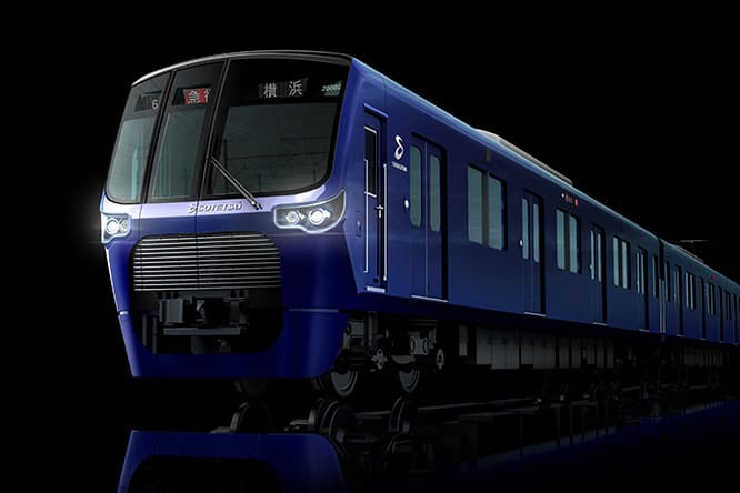 開発時の外観CG。立体的な先頭部がリゾート列車のよう。
