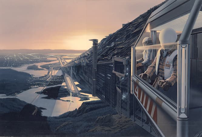 第１部はシド・ミード自身が厳選した作品が集結する。City On The Magabeam © Syd Mead, Inc