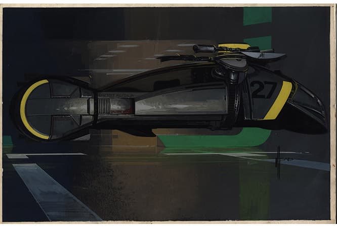 ハリウッド映画を中心とした第2部より、映画『ブレードランナー』に登場する《スピナー》。 © Syd Mead, Inc.© 1982 The Blade Runner Partnership. All Rights Reserved.