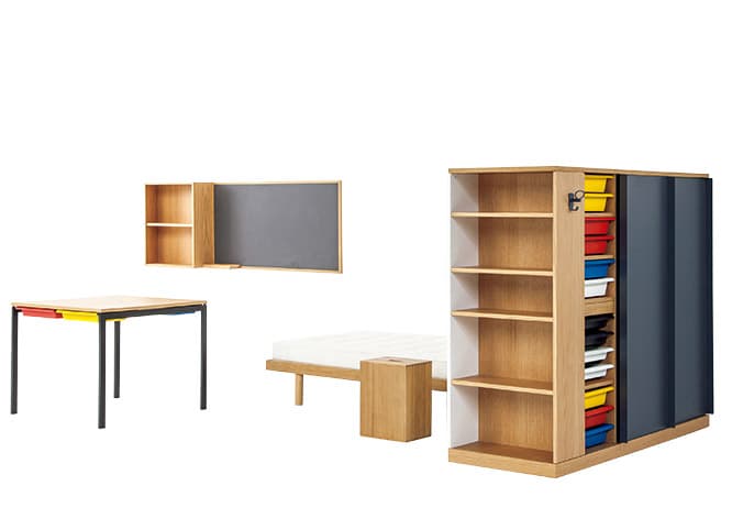 CASSINA《Maison du Brésil(1959)》ルシオ・コスタのプランをもとにル・コルビュジエが完成させたパリ国際大学都市のブラジル館。 この寮室のため、シャルロット・ペリアンとデザインした家具一式が、30セットのリミテッドエディションで復刻。狭小空間の家具に惹かれるのは私だけでしょうか。