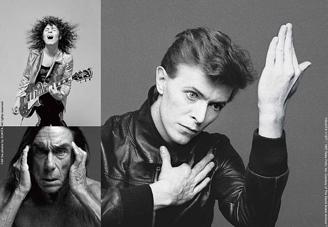 デヴィッド・ボウイ、マーク・ボラン（T・レックス）、イギー・ポップ。鋤田が撮影した写真は数々のアルバムジャケットを飾った。　 (c)All the photos by SUKITA. All rights reserved