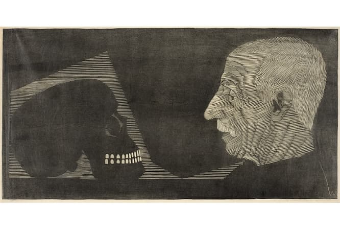《メメント・モリ（頭蓋骨と自画像）》1926年、個人蔵　Photo: J&amp;M Zweerts