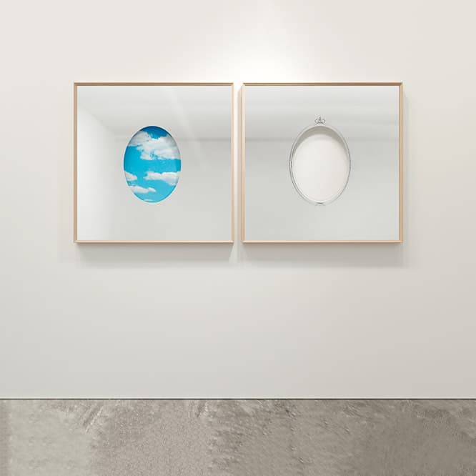 オーバルの窓から青空が。《OVAL DREAM》、オーバルの空洞《OVAL VOID》。全て198,000円（カッシーナ・イクスシー青山本店 TEL 03 5474 9001）。
