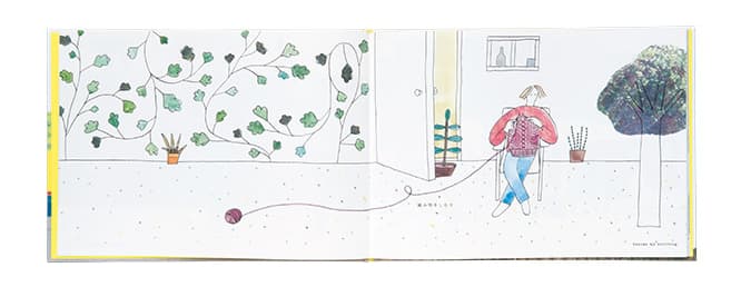 Point_01私家版の原案を見開きに。 私家版で片ページに描いていた絵は、見開きに描き直した。ほぼ同じモチーフだが、より伸びやかな構図に。