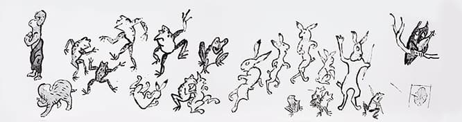 柚木沙弥郎《鳥獣戯画》2019年　水彩、アルシュ紙　作家蔵　撮影：大崎えりや
