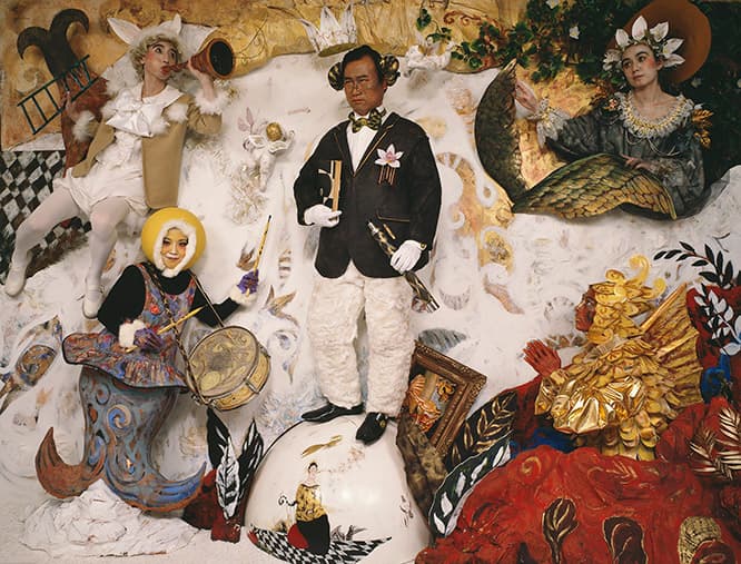 森村泰昌　「男の誕生」　1988　200×276cm　カラー写真にアクリル絵具で彩色（赤松玉女との共作）