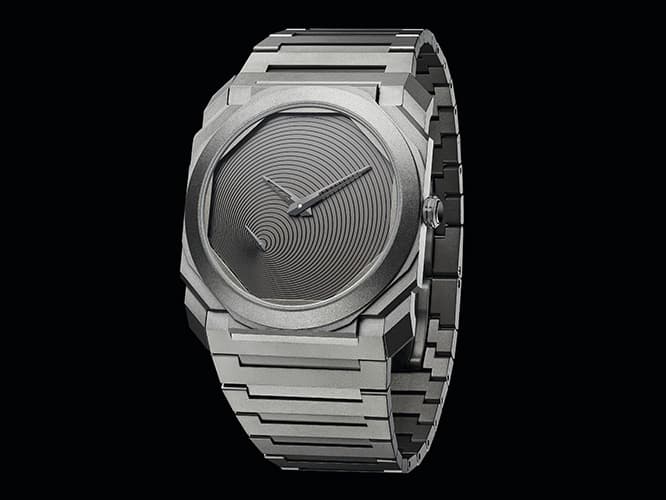 安藤忠雄×ブルガリ オクト フィニッシモ オートマティック／限定200本。径40mm。自動巻き。チタンケース。180万円。