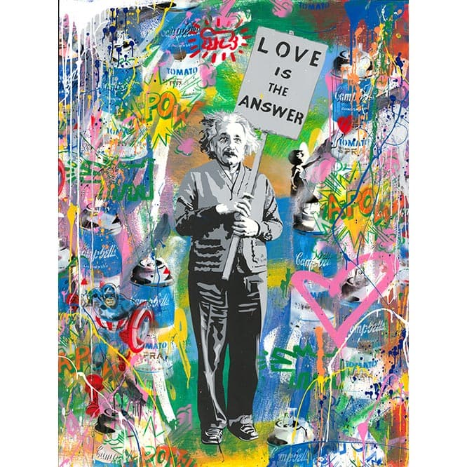 最新作はアインシュタイン。《Einstein》2020 Silkscreen and Mixed Media on Paper 64 x 48 in (c) 2020 IAWW Inc.