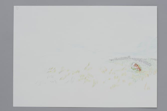 ほしさん自身が選んだ、特に印象深いシーンの原画。まずは水彩画のような風景から。