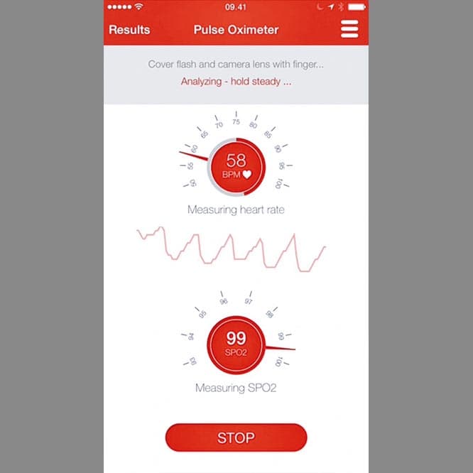 2.『Pulse Oximeter』スマホのカメラで血中酸素飽和度を計測。
血中酸素飽和度は、呼吸困難時に重要な指標。アプリをインストールしてカメラを指にあてるだけで計測可能。公式サイト