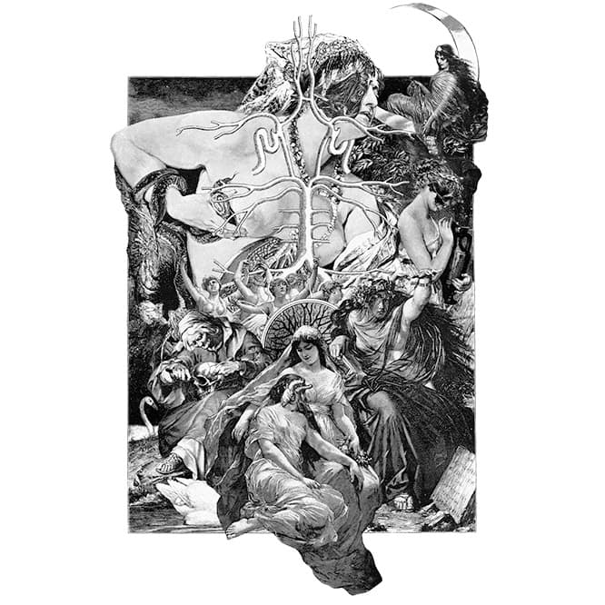 メタルバンドSunn O）））のツアーTシャツ用に提供したビジュアル。