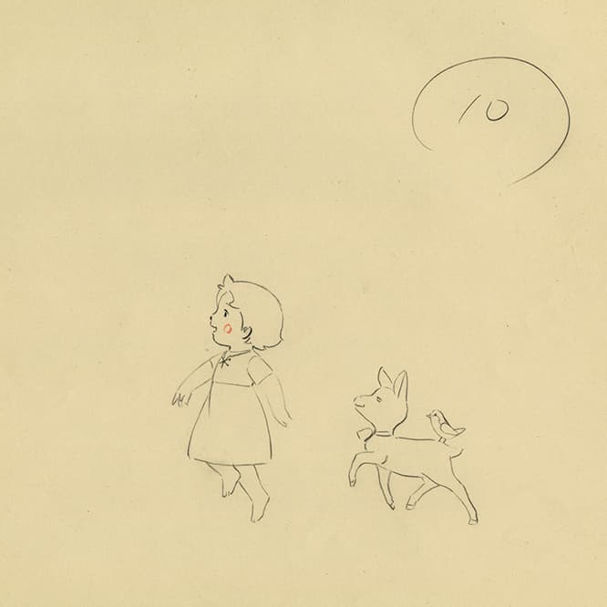 『アルプスの少女ハイジ』オープニング原画（作画監督修正）（部分）。　(c) ZUIYO／「アルプスの少女ハイジ」 公式ホームページ http://www.heidi.ne.jp/