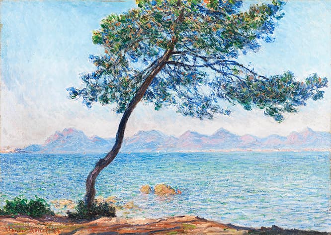 クロード・モネ《アンティーブ》1888年　油彩、カンヴァス　65.5×92.4cm　コートールド美術館 © Courtauld Gallery (The Samuel Courtauld Trust)　1888年、モネが南仏アンティーブに滞在した際に制作したもの。この地の大気や色に引かれた彼は予定を2ヶ月延長してアンティーブにとどまった。