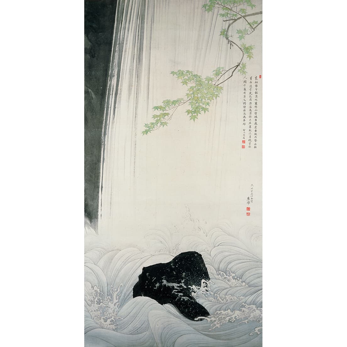 《青楓瀑布図》円山応挙　一幅　江戸時代　天明7年（1787）　サントリー美術館