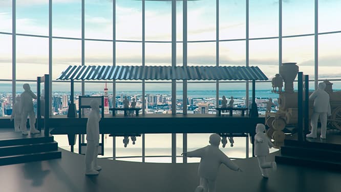 「天空駅インスタレーション」昼のイメージ。