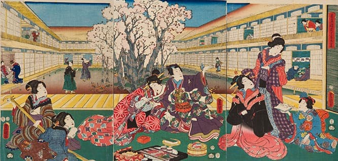 『見立源氏はなの宴』歌川豊国（三代）、安政2年（1855）、味の素食の文化センター蔵
