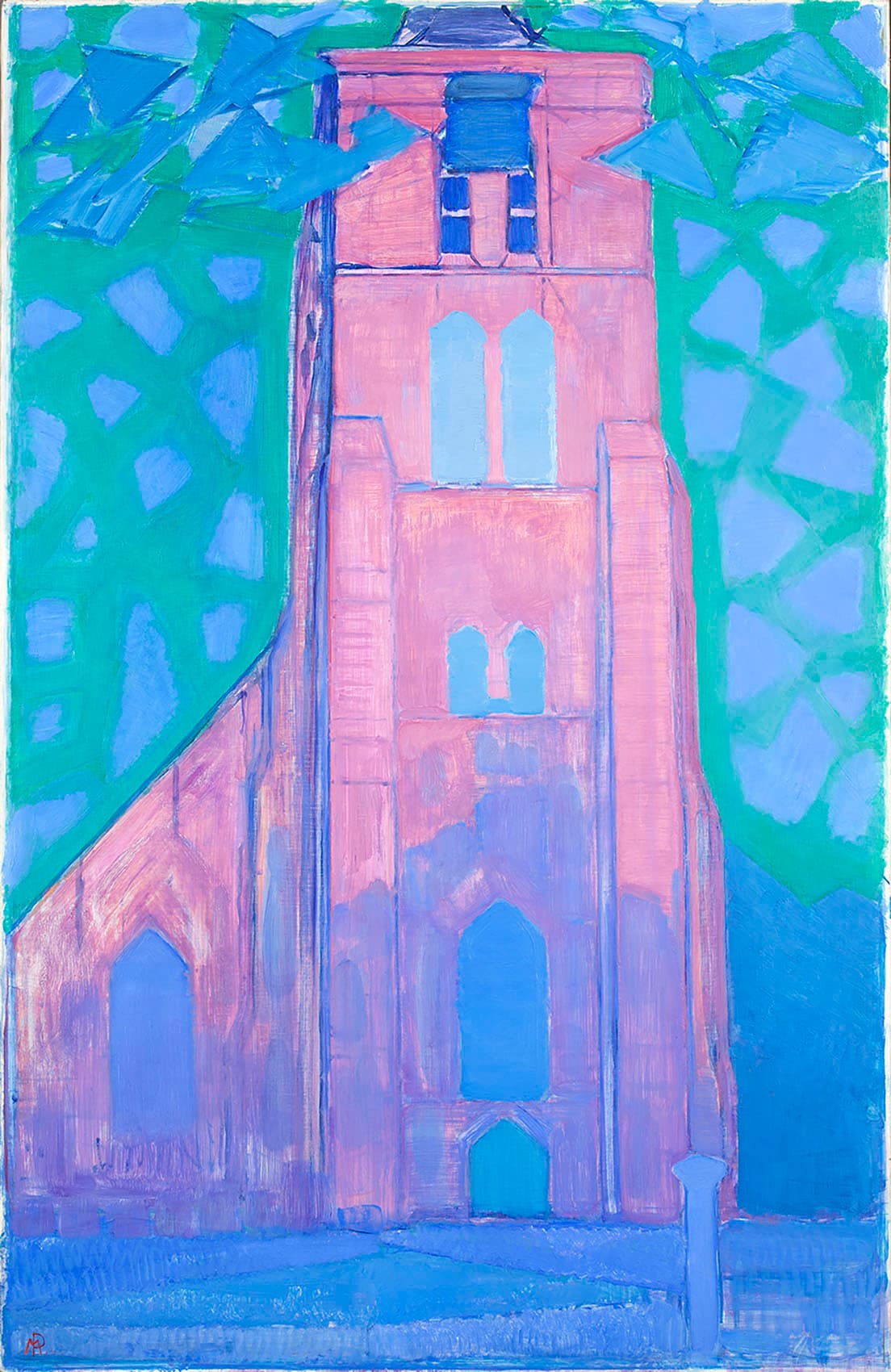 ピート・モンドリアン《ドンブルグの教会塔》1911年　油彩、カンヴァス　デン・ハーグ美術館 Kunstmuseum Den Haag