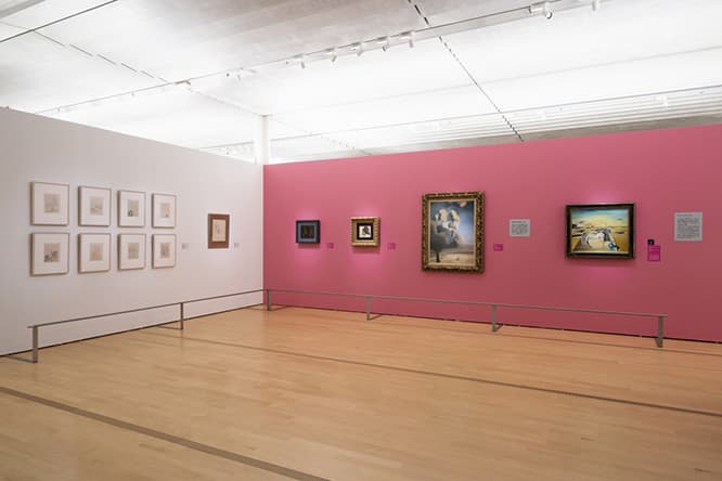 「シュルレアリスムと絵画」展示風景。展覧会にはダリ、マグリット、デルヴォーらの作品が並ぶ。　photo_Ken Kato