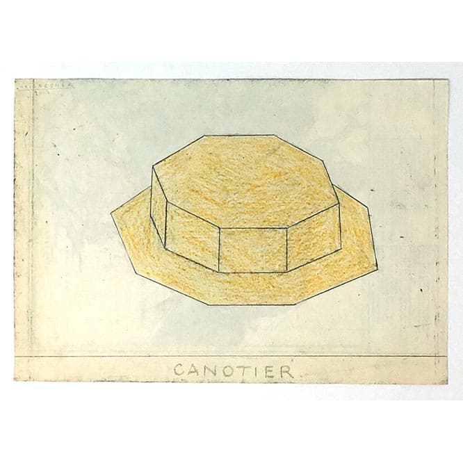フィリップ・ワイズベッカー《Canotier》（2017年）。キャノチエと呼ばれる婦人用帽子がモチーフ。ワイズベッカー流に解釈したデッサン。©️Philippe Weisbecker &amp; Yvon Lambert