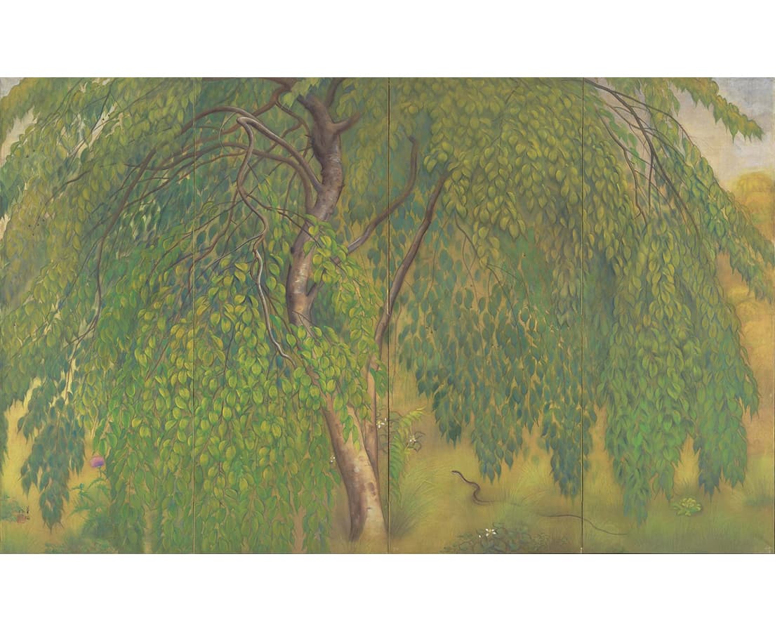 山口華楊《葉桜》1921年　絹本彩色　164.7×273.5cm