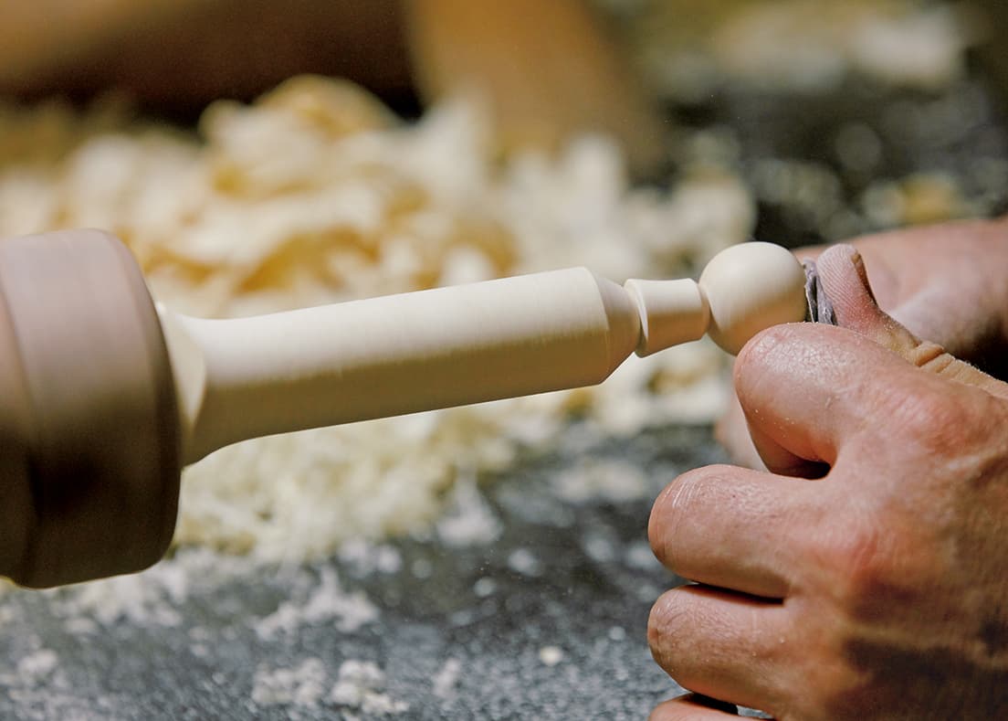 The material is mizuki, a very hard, pure white wood from a variety of dogwood tree.