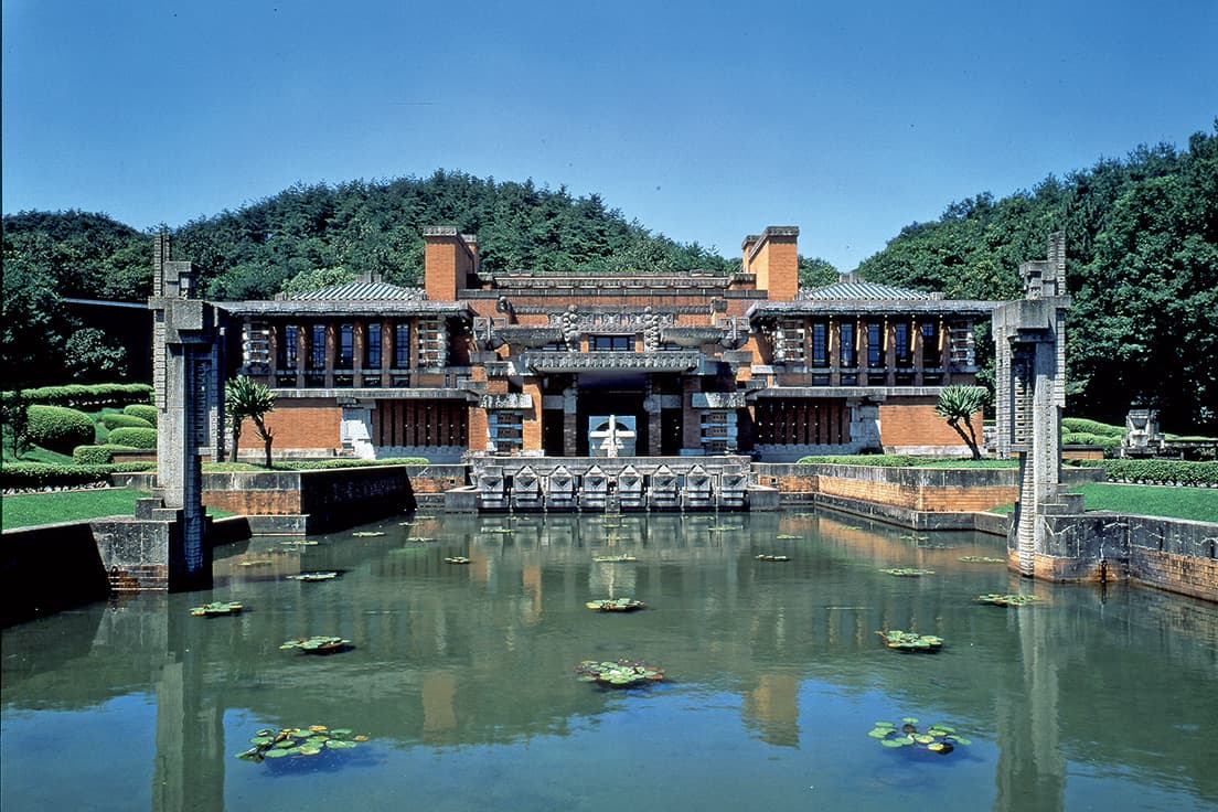 Imperial Hotel Lobby and Front Entrance (1923) by Frank Lloyd Wright
photo_Meiji Mura