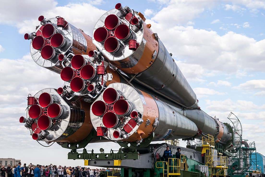 ソユーズロケットの噴射口。訓練生でなければ、ここまで間近に撮影することはできないという。