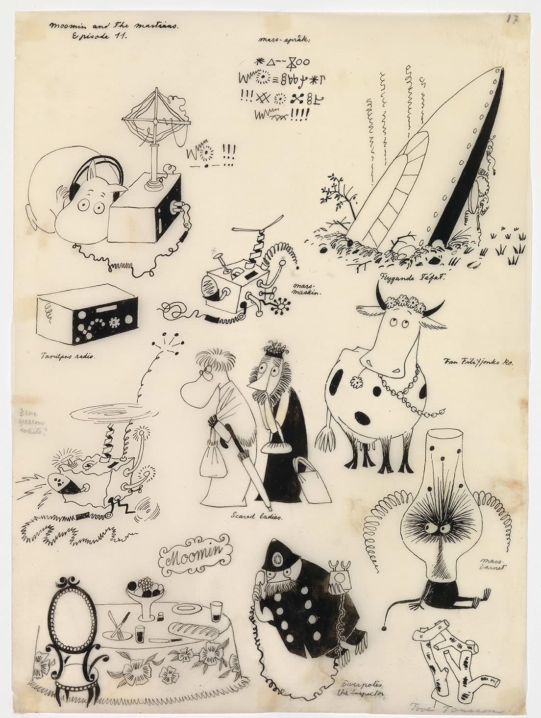 トーベ・ヤンソン《まいごの火星人》（1957年）スケッチB　©Moomin Characters™
