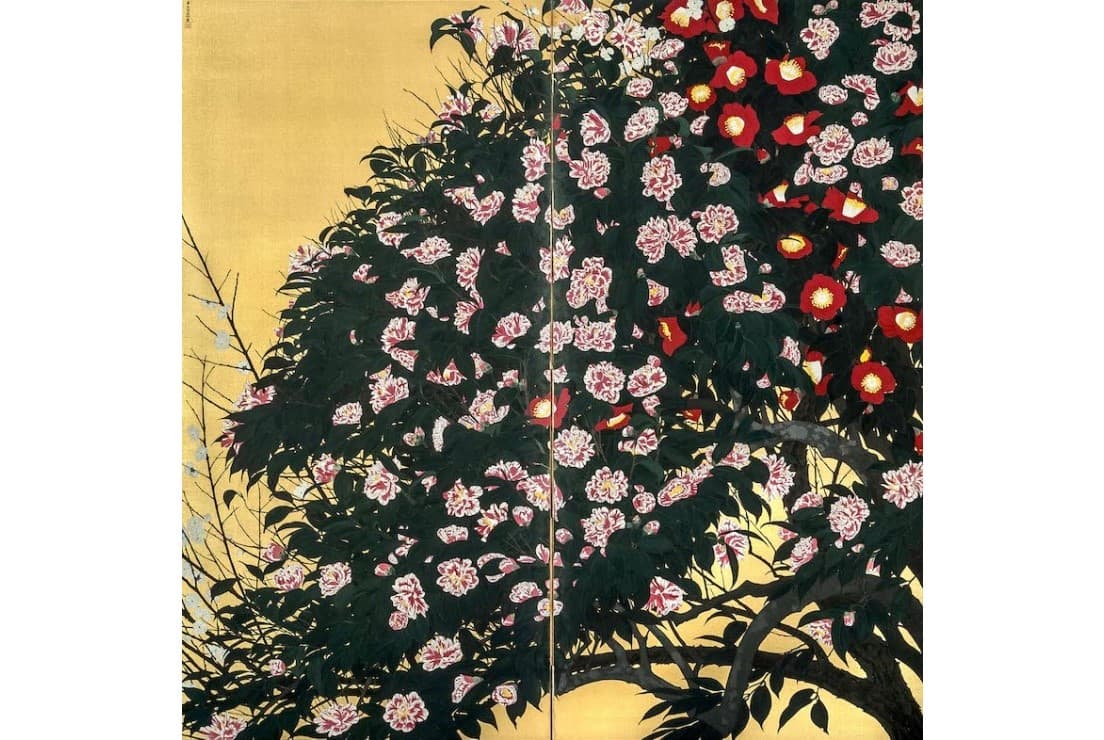 田中一村《椿図屏風》昭和6年(1931)　千葉市美術館蔵　© 2020 Hiroshi Niiyama