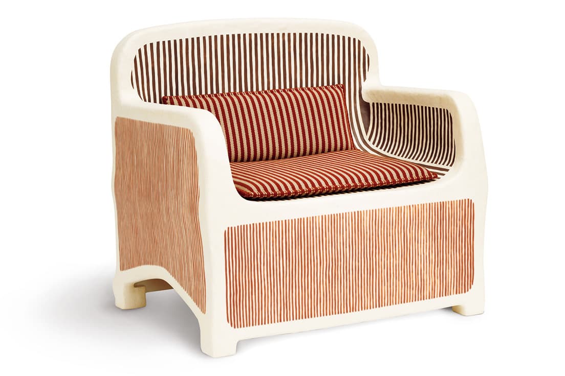 【Arm Chair】木製フレームにセルロースマイクロファイバーを施しましたチェア。《シヤージュ・ドゥ・エルメス》価格未定。