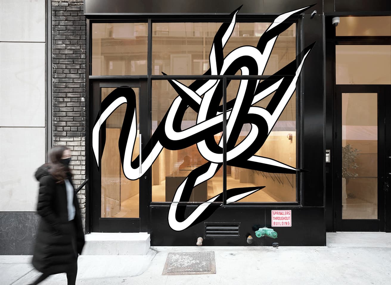 会場の〈THE GALLERY〉。入り口には《FFIGURATI #400》が。Digital rendering（installation plan at THE GALLERY）