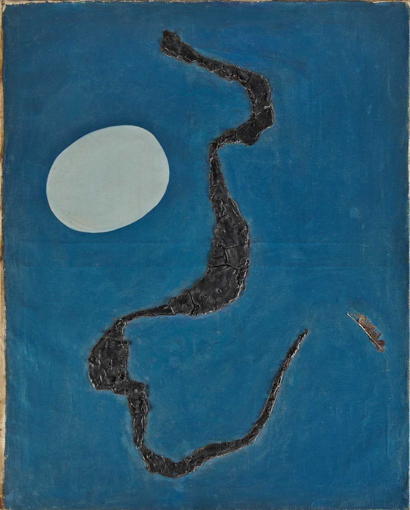 〈作品A〉作家名：推定 岡本太郎、制作年：1931-33（?）、所蔵先 ： ユベール・ル ガールコレクション（パリ）　パリ市内のアトリエ村〈シテ・デ・フュザン〉に居住するある画家がこの作品を持っていたが、逝去後にフランス政府が接収し、オークションにかけ、フランス人のG氏が落札。キャンバスの裏の木枠に漢字で“岡本太郎”と署名してあり、その筆跡は岡本が10代の頃の筆跡と酷似していた。